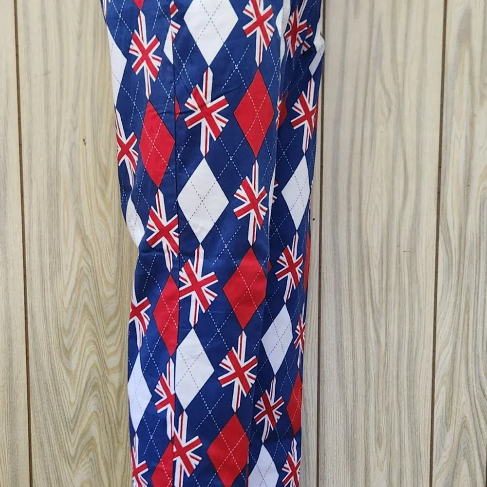 British flag golf pants 36 men Royal Awesome cotton - Picture 4 of 9